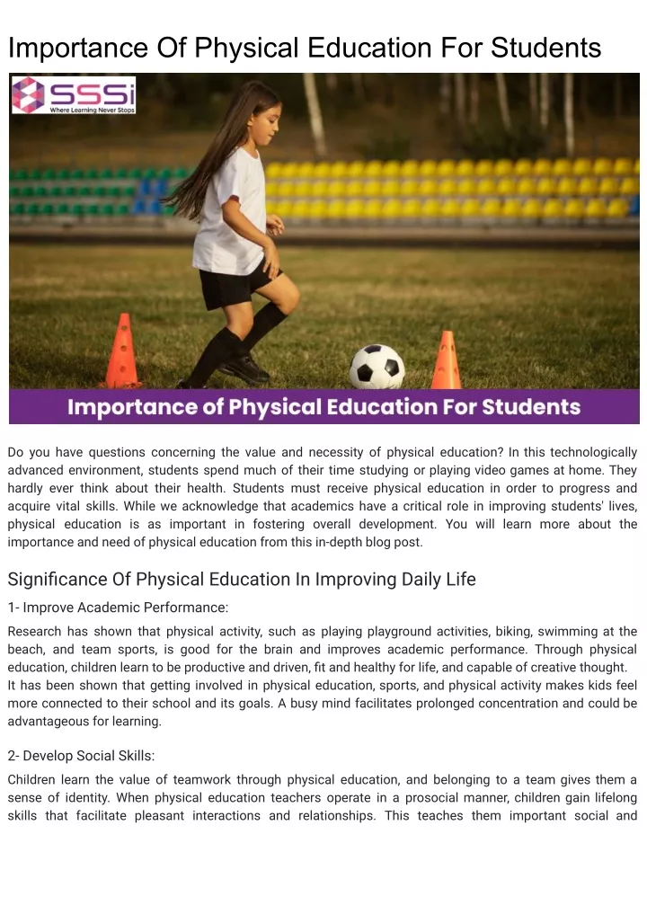 importance of physical education for students