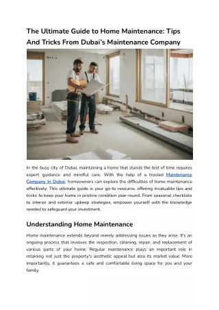 The Ultimate Guide to Home Maintenance_ Tips and Tricks From Dubai’s Maintenance Company