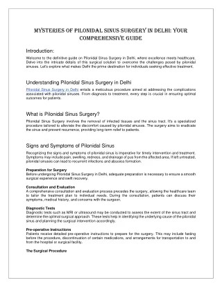 Mysteries of Pilonidal Sinus Surgery in Delhi