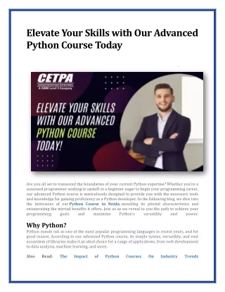 elevate your skills with our advanced python