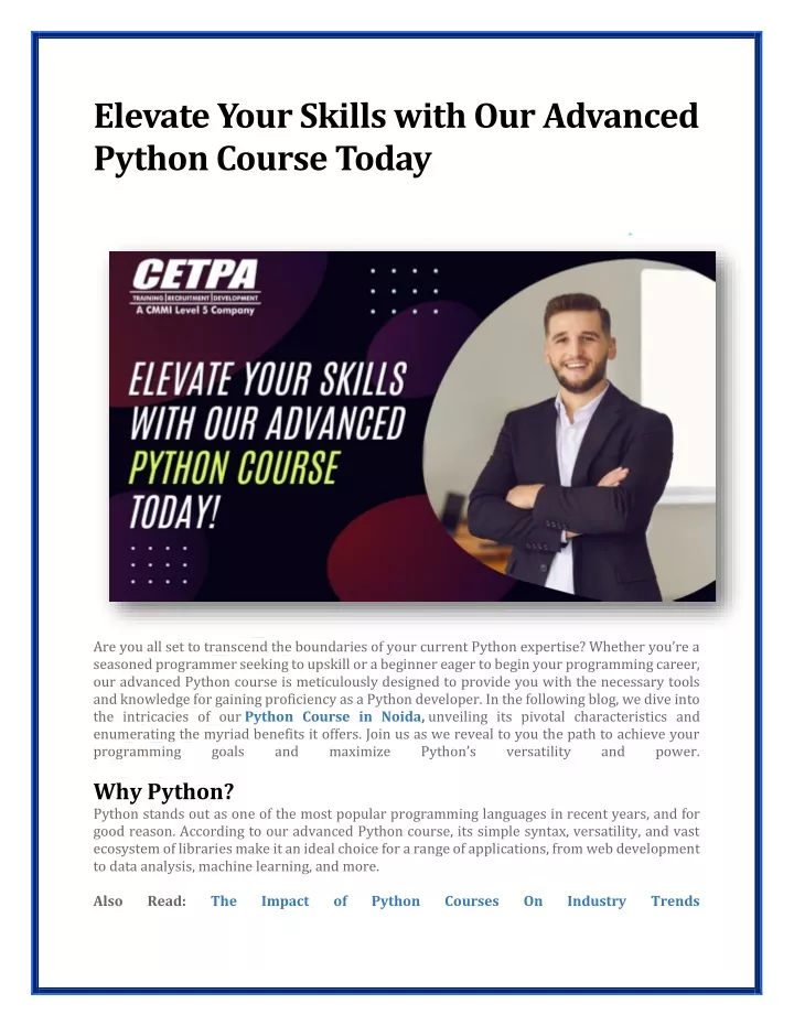 elevate your skills with our advanced python