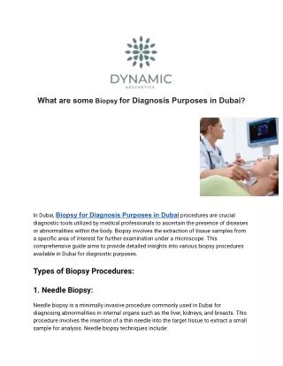 What are some Biopsy for Diagnosis Purposes in Dubai_