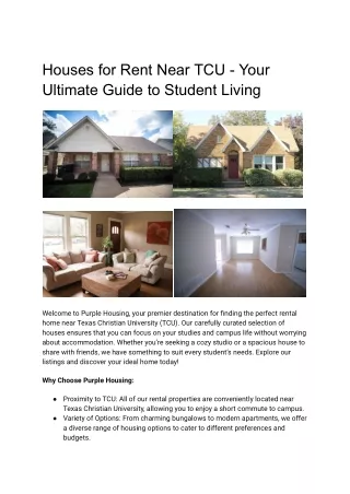 Houses for Rent Near TCU - Your Ultimate Guide to Student Living
