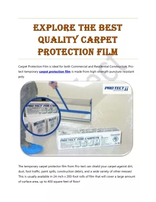 Explore the Best Quality Carpet Protection Film