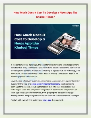 How Much Does It Cost To Develop a News App like Khaleej Times