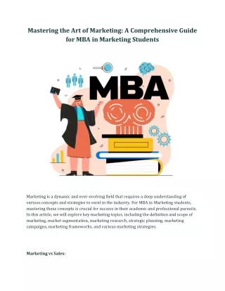 Mastering the Art of Marketing A Comprehensive Guide for MBA