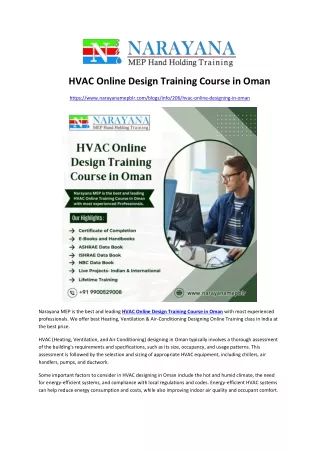 HVAC Online Design Training Course in Oman