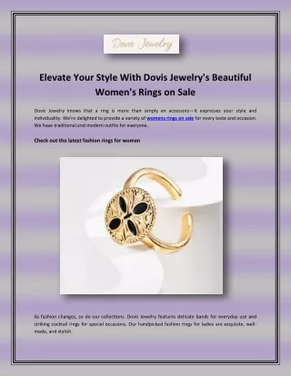 Elevate Your Style With Dovis Jewelry's Beautiful Women's Rings on Sale