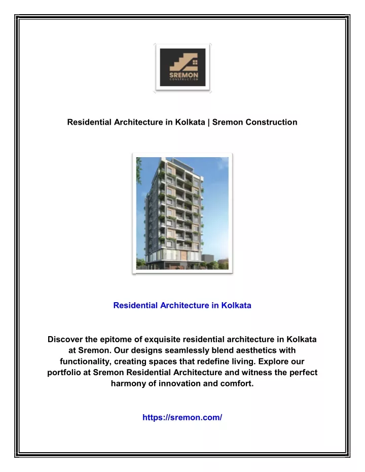 residential architecture in kolkata sremon