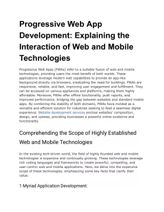 Progressive Web App Development_ Explaining the Interaction of Web and Mobile Technologies