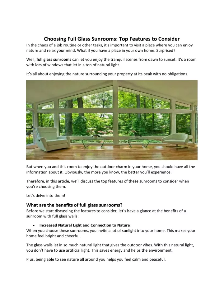 choosing full glass sunrooms top features