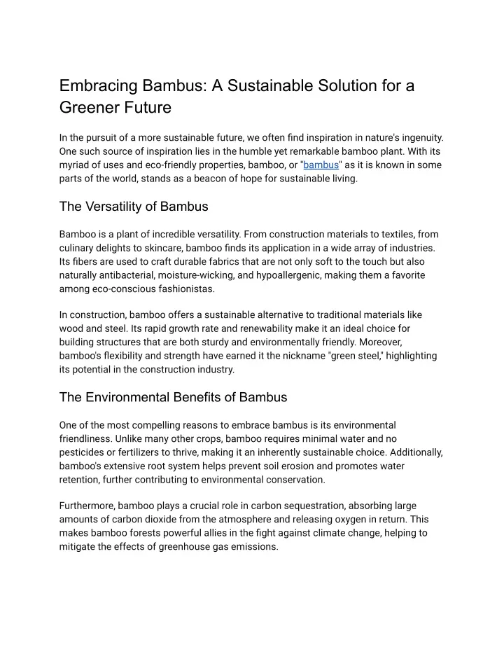 embracing bambus a sustainable solution