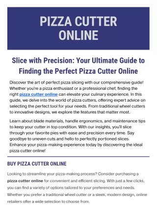 Buy Pizza Cutter Online for Effortless Pizza Perfection | Deer and Oak