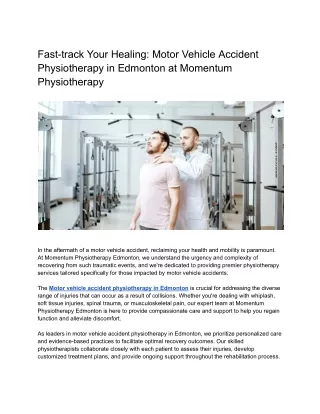 Fast-track Your Healing_ Motor Vehicle Accident Physiotherapy in Edmonton at Momentum Physiotherapy