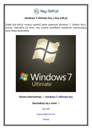 windows 7 ultimate key   Key-soft.pl