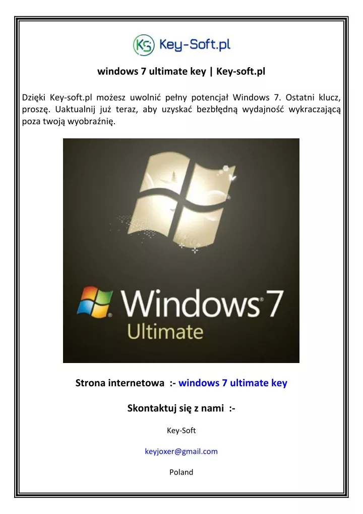 windows 7 ultimate key key soft pl