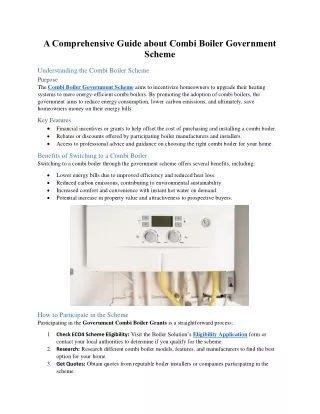 A Comprehensive Guide about Combi Boiler Government Scheme