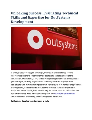 Unlocking Success- Evaluating Technical Skills and Expertise for OutSystems Development