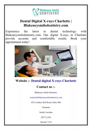 Dental Digital X-rays Charlotte  Blakeneysmiledentistry.com