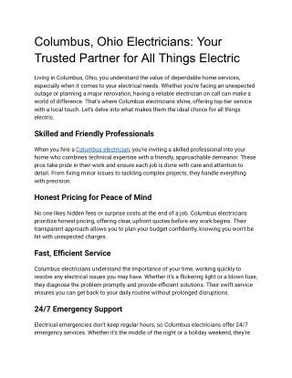 Columbus, Ohio Electricians_ Your Trusted Partner for All Things Electric
