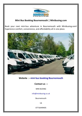 Mini Bus Booking Bournemouth   Minibusing.com