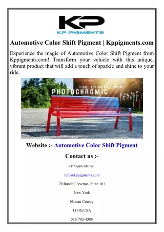 Automotive Color Shift Pigment  Kppigments.com