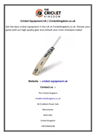 Cricket Equipment Uk   Cricketkingdom.co.uk