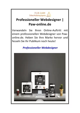 Professioneller Webdesigner  Paw-online.de