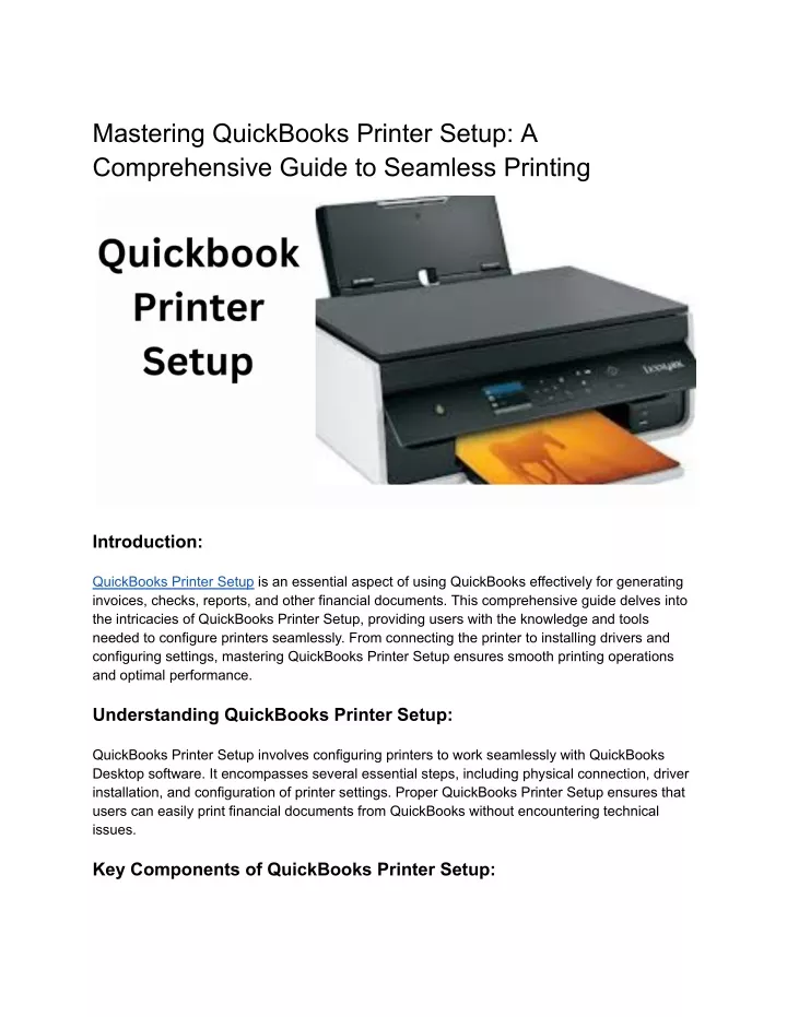 mastering quickbooks printer setup