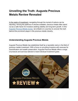 1 Unveiling the Truth_ Augusta Precious Metals Review Revealed