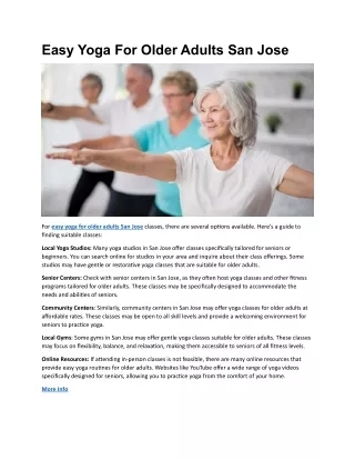 Easy Yoga For Older Adults San Jose