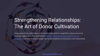 Strengthening Relationships The Art of Donor Cultivation