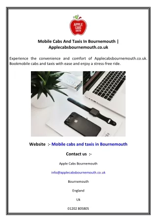 Mobile Cabs And Taxis In Bournemouth   Applecabsbournemouth.co.uk