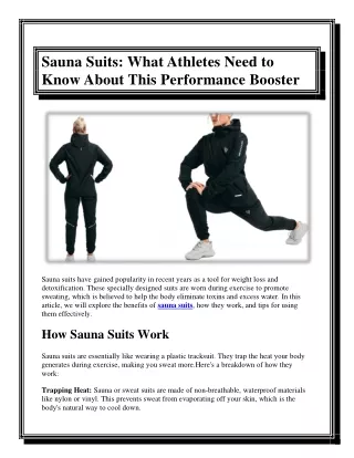 Sauna Suits: What Athletes Need to Know About This Performance Booster
