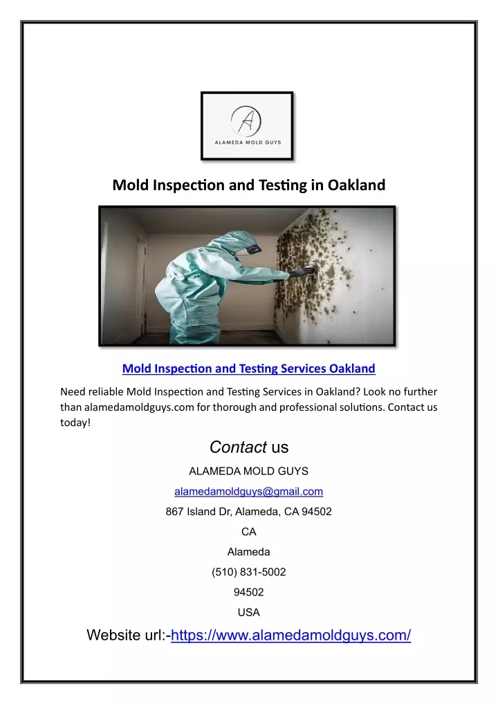 mold inspection and testing in oakland