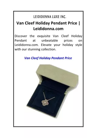 Van Cleef Holiday Pendant Price  Leididonna.com