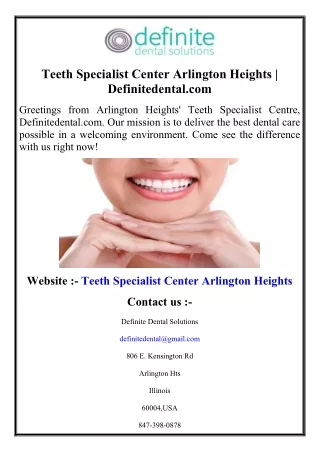 Teeth Specialist Center Arlington Heights  Definitedental.com