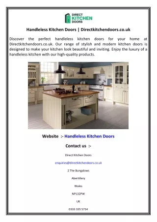 Handleless Kitchen Doors   Directkitchendoors.co.uk