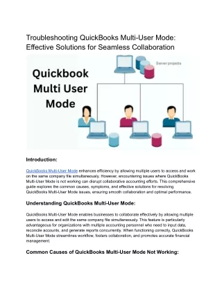 A Quick Guide to QuickBooks Multi-User Mode not working.