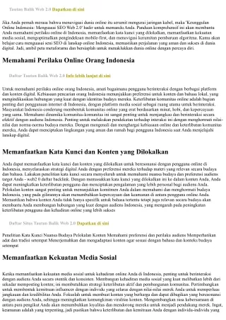 Keunggulan Online Indonesia: Menguasai SEO Web 2.0