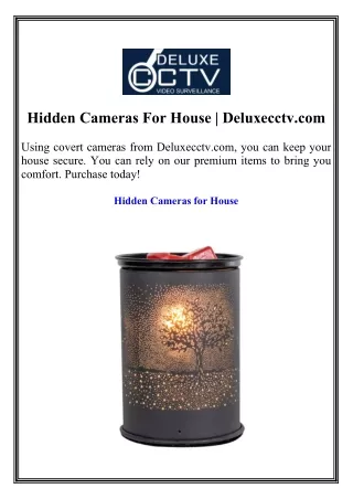 Hidden Cameras For House Deluxecctv.com