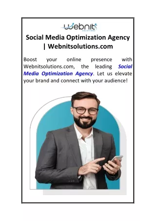 Social Media Optimization Agency  Webnitsolutions.com