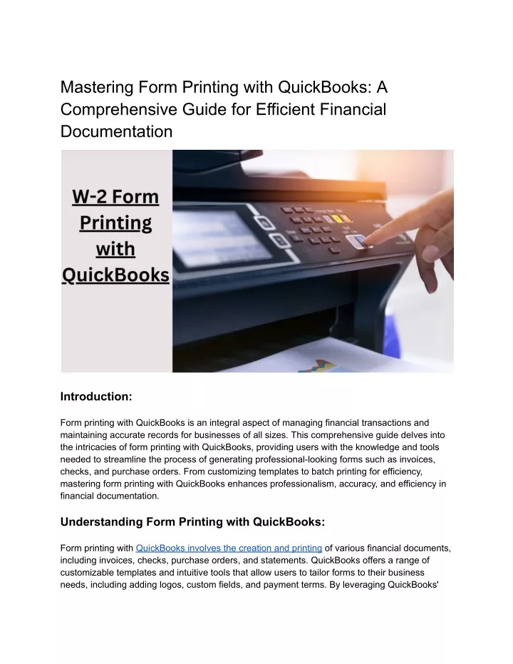 mastering form printing with quickbooks
