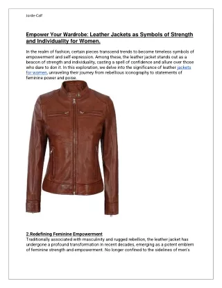 Empower Your Wardrobe: Leather Jackets as Symbols of Strength and Individualit