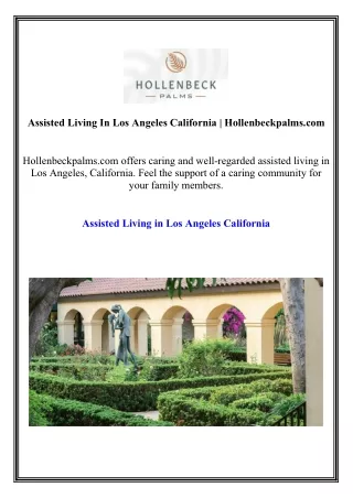 Assisted Living In Los Angeles California Hollenbeckpalms.com