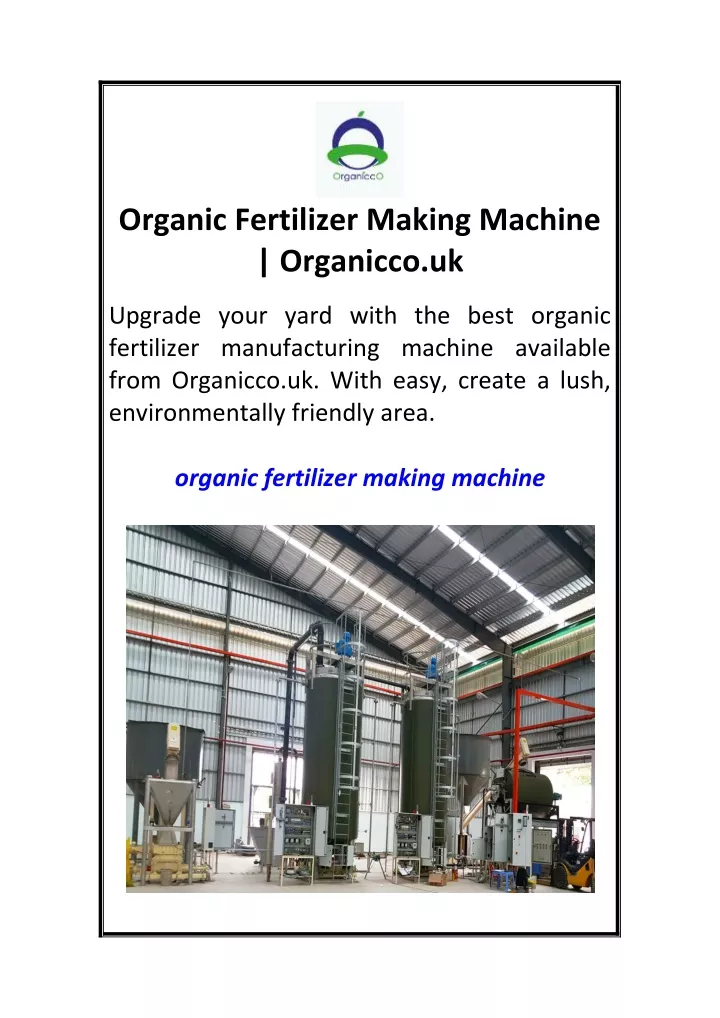 organic fertilizer making machine organicco uk