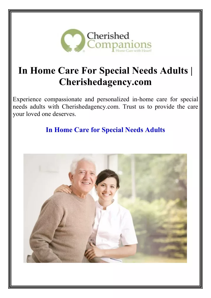 in home care for special needs adults