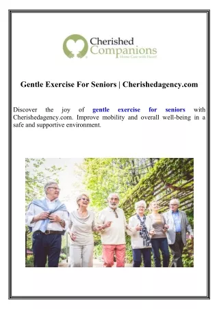 Gentle Exercise For Seniors Cherishedagency.com