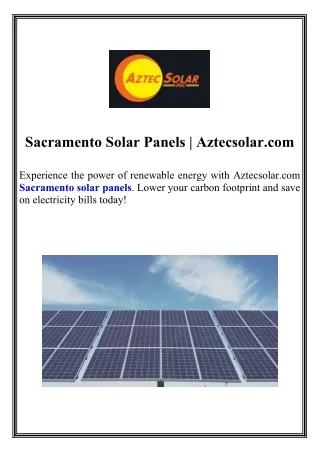 Sacramento Solar Panels Aztecsolar.com