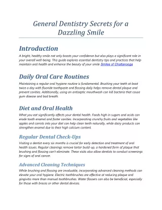 General Dentistry Secrets for a Dazzling Smile